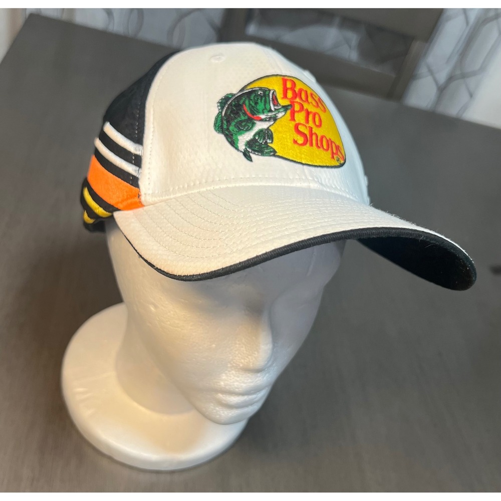 Bass Pro Shops Est 1972 Trucker Hat White Black Orange Adjustable Fishing Cap